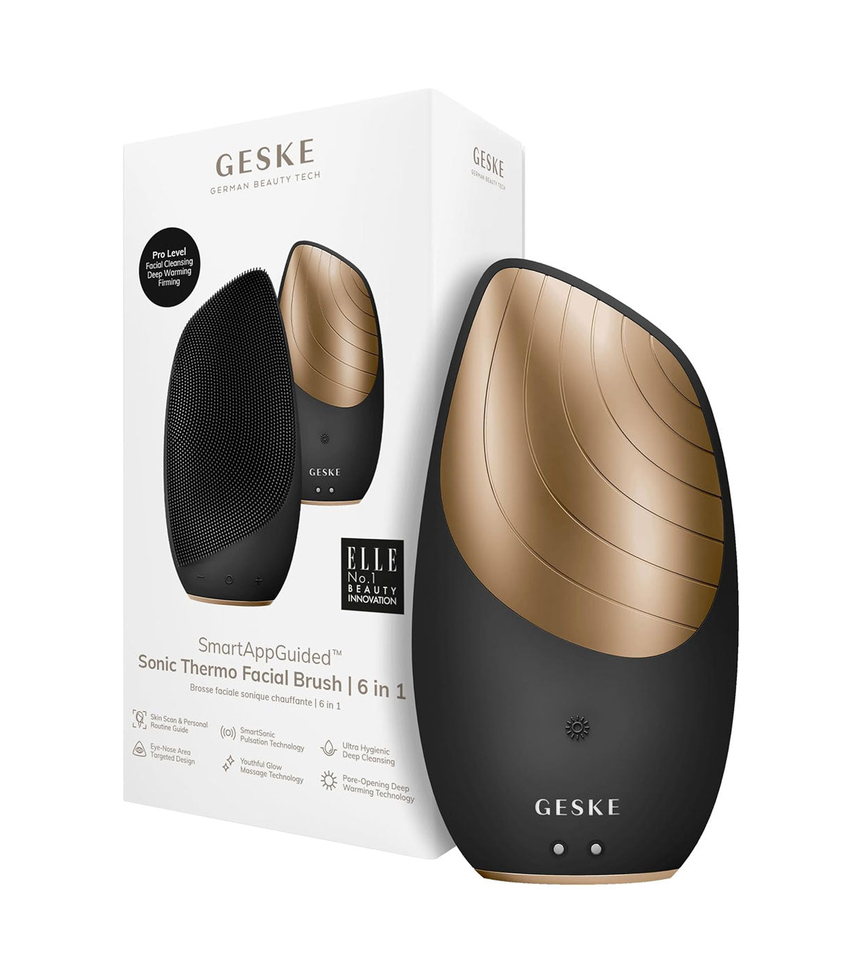 GESKE |CEPILLO DE LIMPIEZA FACIAL CON VIBRACIONES SÓNICAS Y TECNOLOGÍA DE CALOR